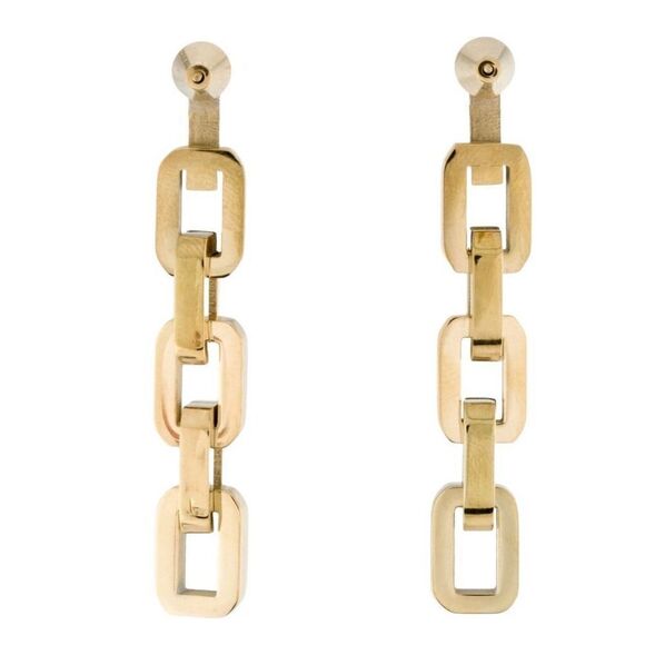 Eddie Borgo Supra Link Gold Plated Drop Earrings Womens Casual Boho Jewelry New - Picture 3 of 5